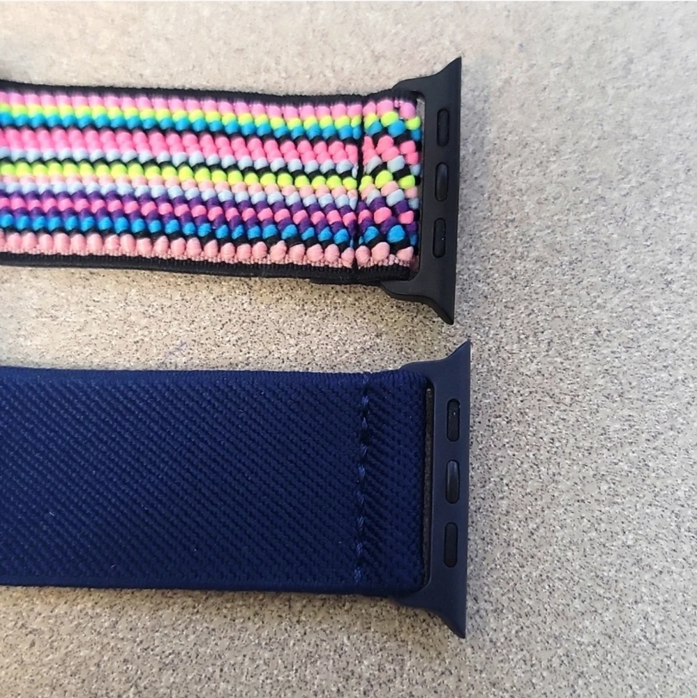 Two Apple Watch Nylon Elastic Bands. 38mm, 40mm, 41mm